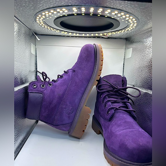 Big Kids | Custom Purple Timberlands | Size 1 - Picture 3 of 4
